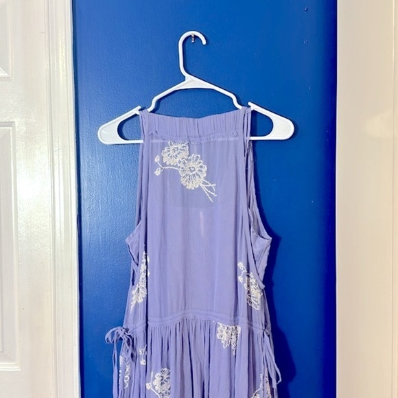 NWOT Women’s Free People RUN AWAY WITH ME EMBROIDERED Dusty Periwinkle Dress - Picture 9 of 11